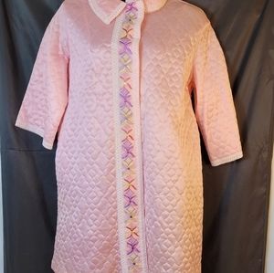 Vintage pin robe quilted lace embroidery flowers Womana size 44‎